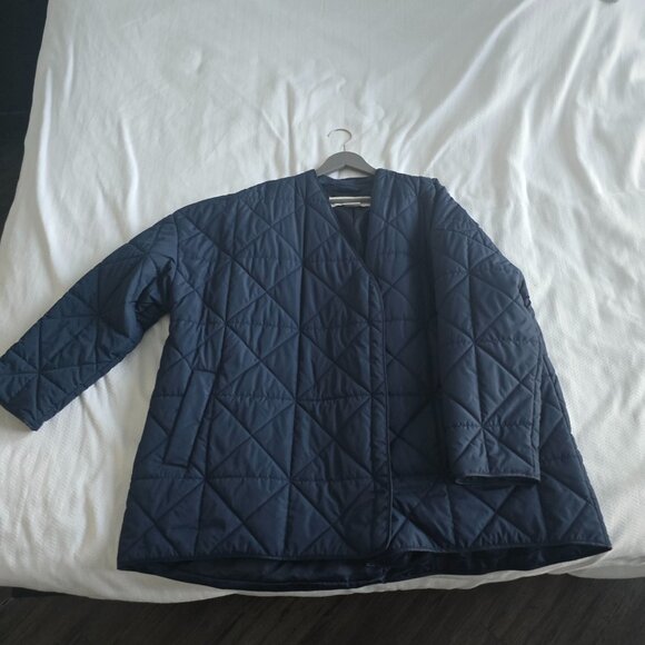 Navy Treasure & Bond Quilted Collarless Jacket 3X - Picture 5 of 13